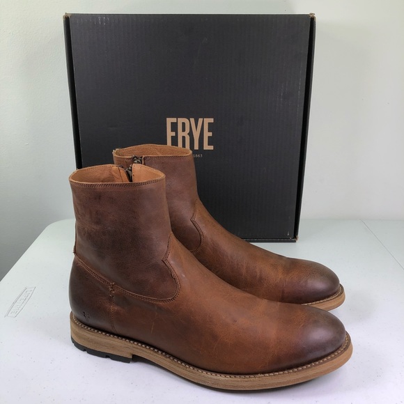 Frye Other - Frye Mens Bowery Inside Zip Tan Ankle Boots